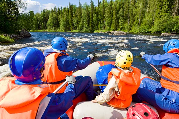 Back seat of rafting boat
